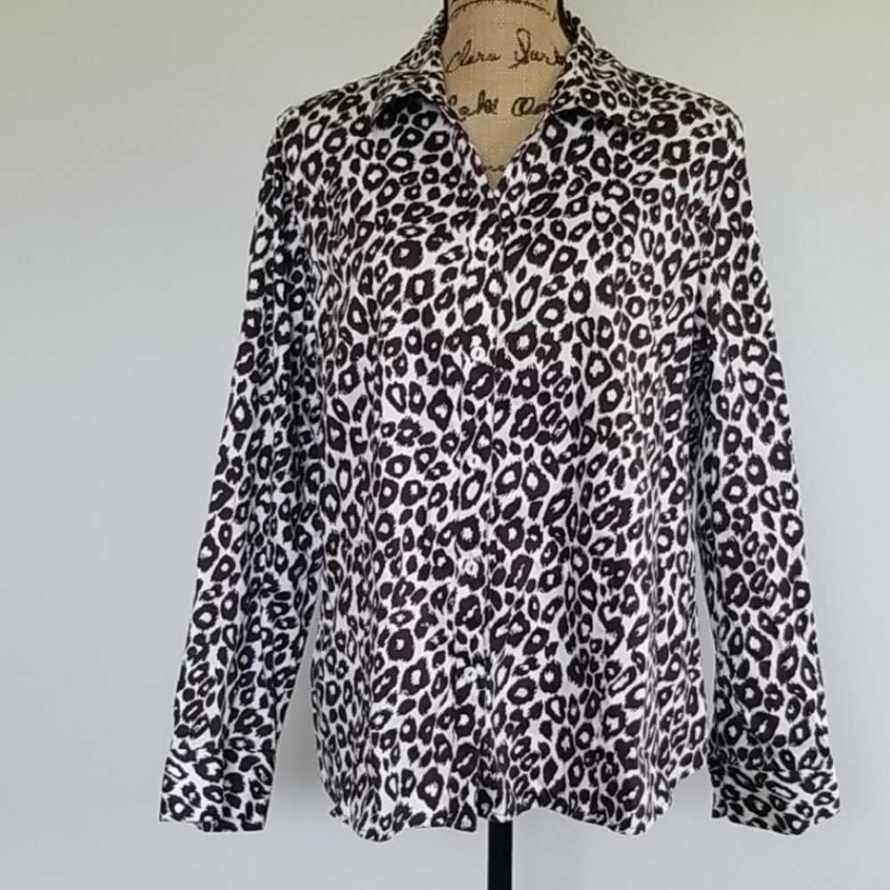 Chicos brown and ivory leopard print Top